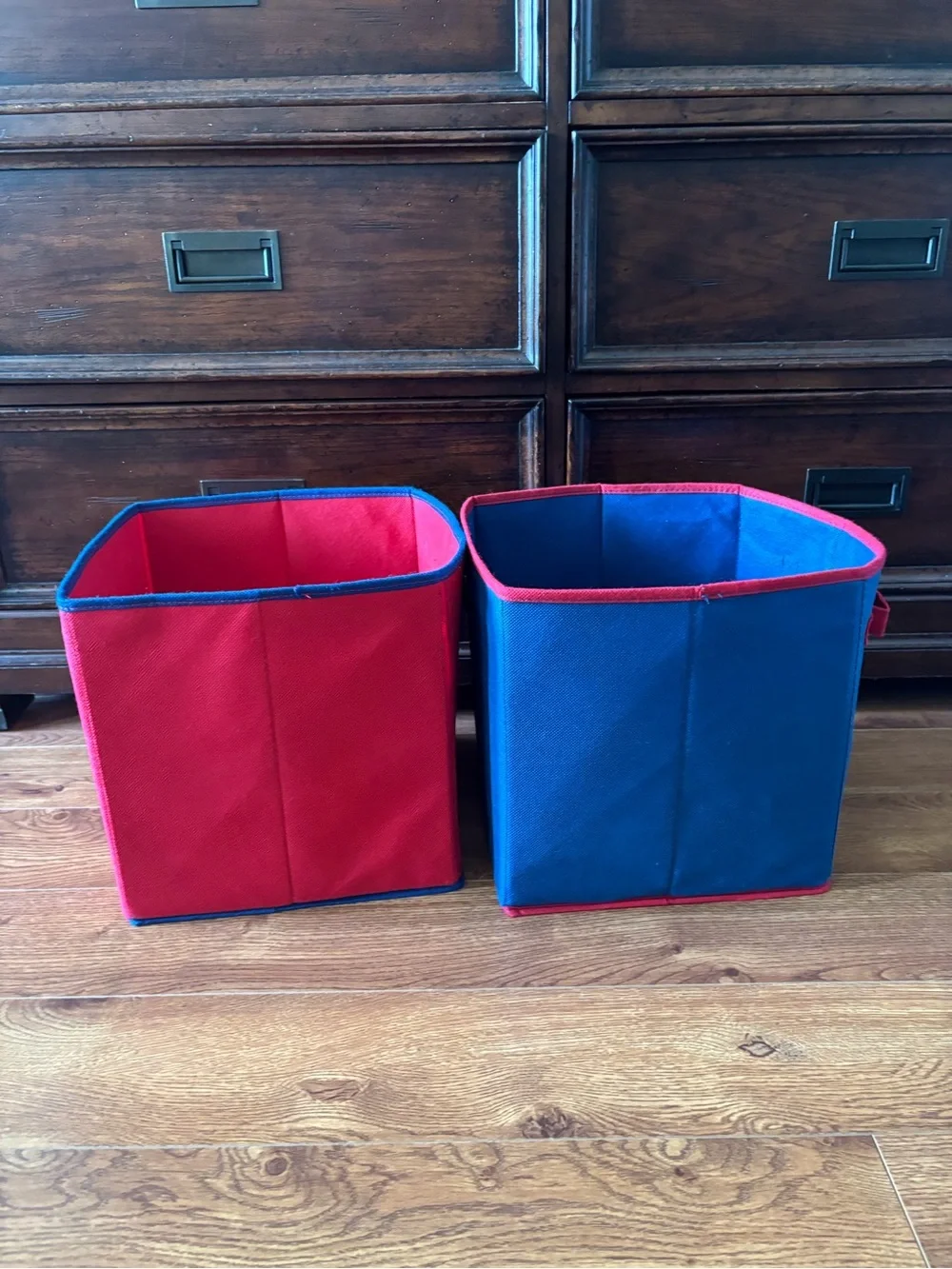 Collapsible Fabric Storage Cubes in Red and Blue (Set of 2)